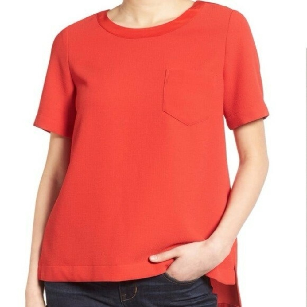 Madewell Industry Button Back Top Short Sleeve Red Size Women’s XS
